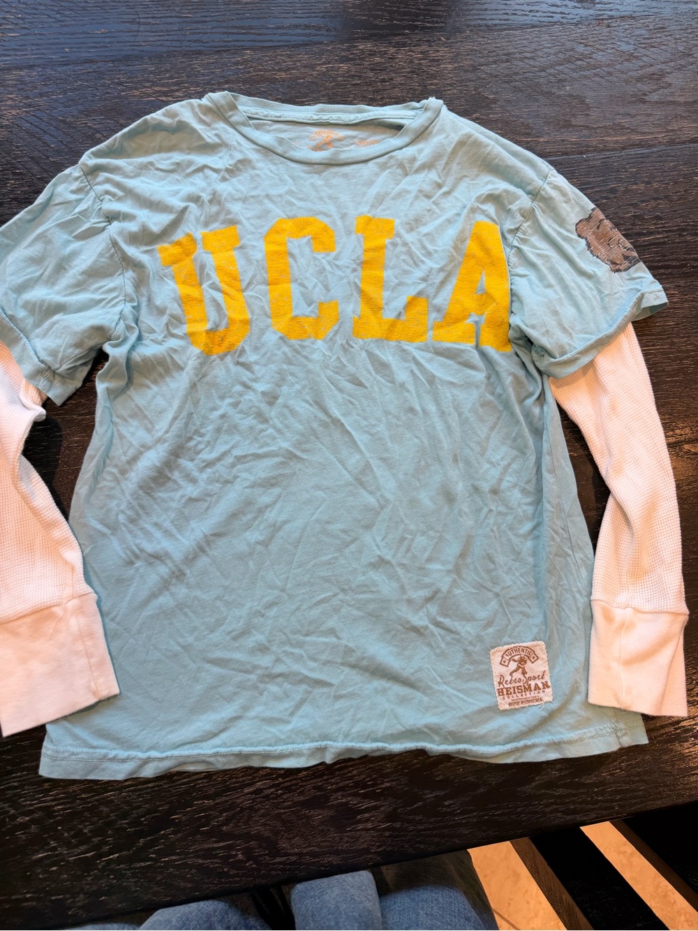 Kids Layered-Look Long Sleeve Tee in Light Blue & White